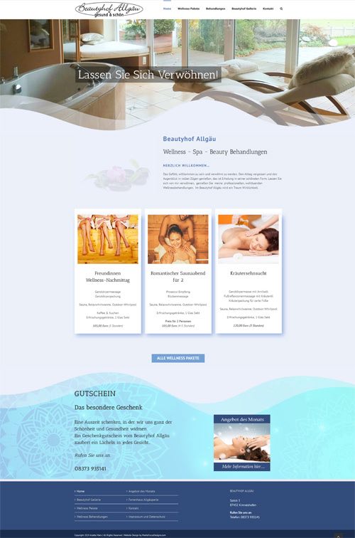 Web Design for Beautyhof Allgaeu in Germany