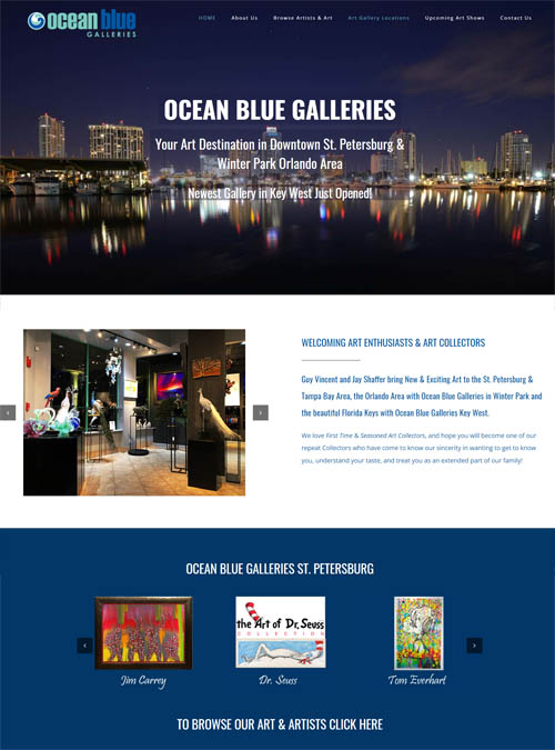 Ocean Blue Galleries web design and development